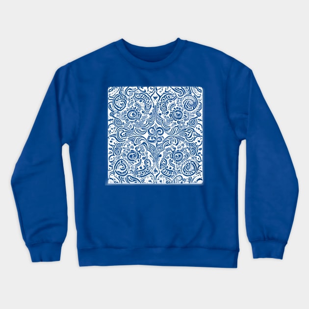 Paisley Print - Lapis Blue Aesthetic Crewneck Sweatshirt by BubbleMench